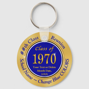 Blue and Gold Class of 1970 Personalised Reunion Key Ring
