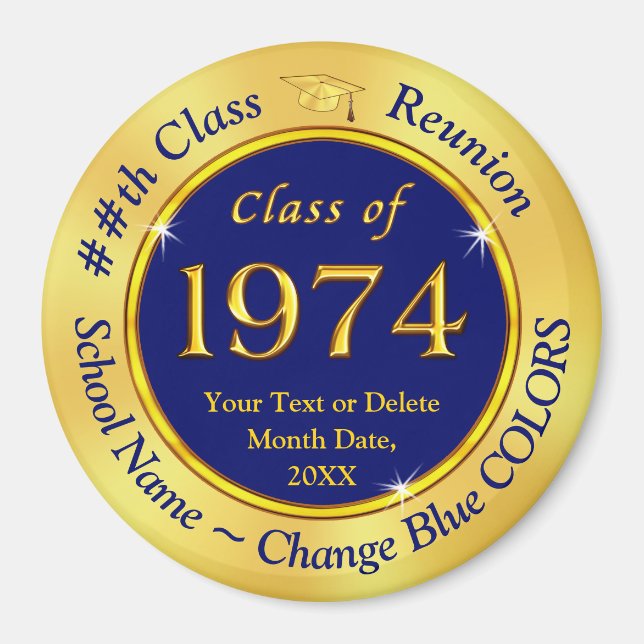 Blue and Gold, Class of 1974, Class Reunion Magnet (Front)