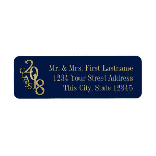 Blue and Gold Class of 2018 Graduation Return Address Label