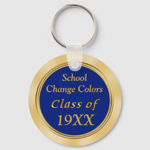 Blue and Gold Class Reunion Favours Your TEXT Key Ring