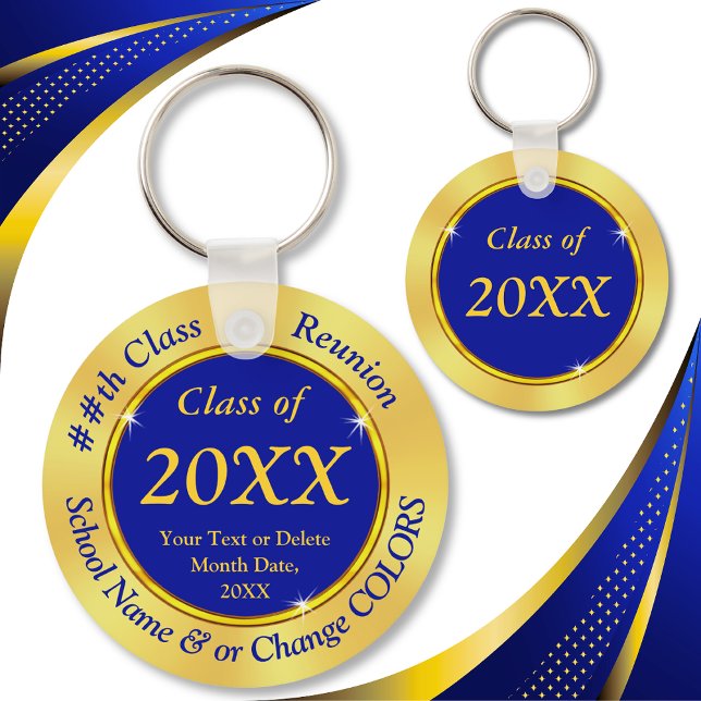 Blue and Gold, Class Reunion Party Favours, Reunio Key Ring (10 year, 15 year, 20 year, 25 year, 30 year, 35 year, 40 year, 45 year, 50 year Class Reunion Gifts.)