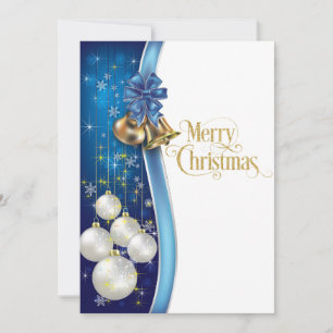 Blue and Gold Classy Merry Christmas Holiday Card