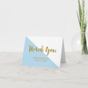 Blue and Gold Colour Block Graduation Thank You Card