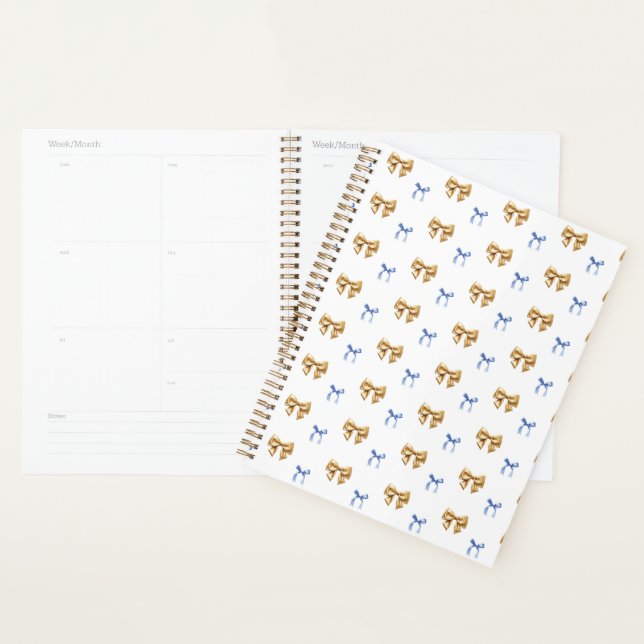 Blue and Gold Coquette Bow Planner (Display)