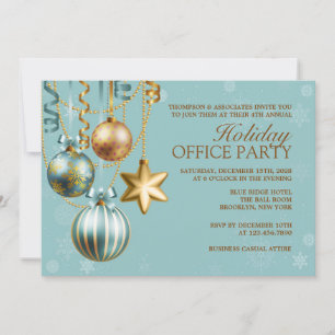 Blue and Gold Corporate Holiday Party Invitation