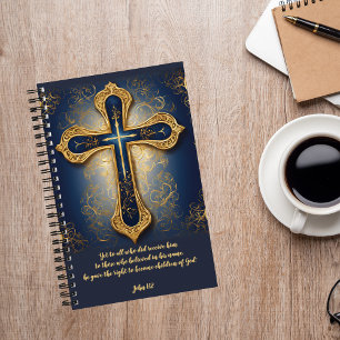 Blue and Gold Cross Spend Time With God Journal