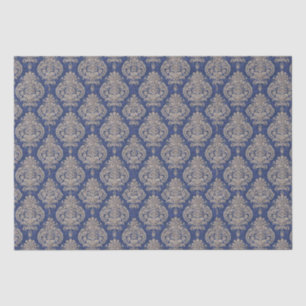 Blue and Gold Damask Tissue Paper 