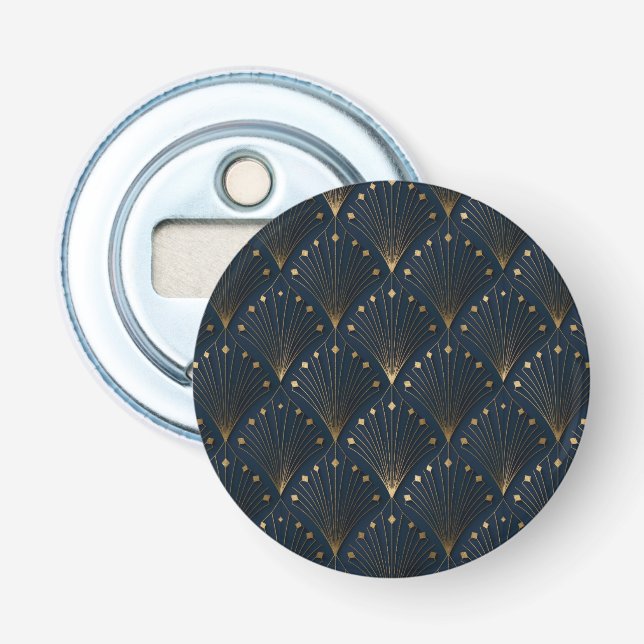 Blue And Gold Deco Pattern Bottle Opener (Front)