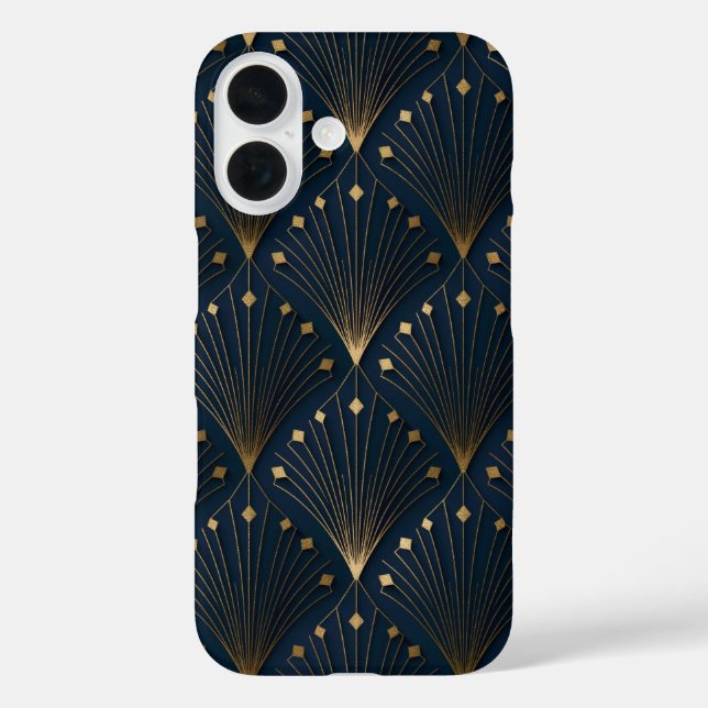 Blue And Gold Deco Pattern Case-Mate iPhone Case (Back)