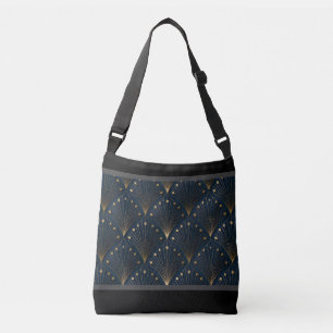 Blue And Gold Deco Pattern Crossbody Bag
