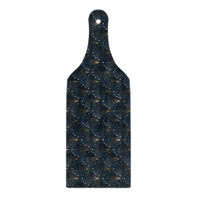 Blue And Gold Deco Pattern Cutting Board (Front)