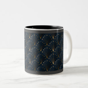 Blue And Gold Deco Pattern Two-Tone Coffee Mug