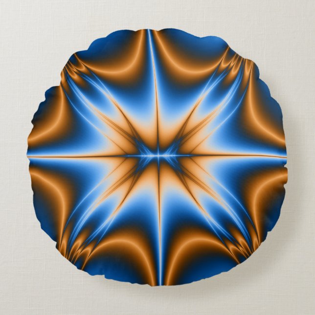 Blue and Gold Design Star Round Cushion (Front)