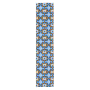 Blue and Gold Design Star Short Table Runner