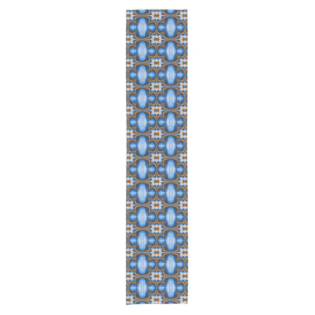 Blue and Gold Design Star Short Table Runner (Front)