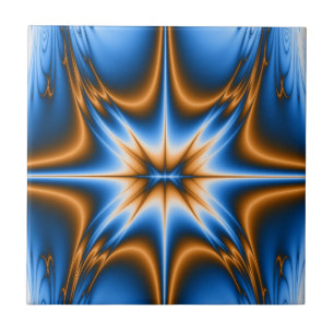 Blue and Gold Design Star Tile