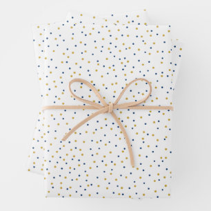 Blue and Gold Dots Wrapping Paper Sheet