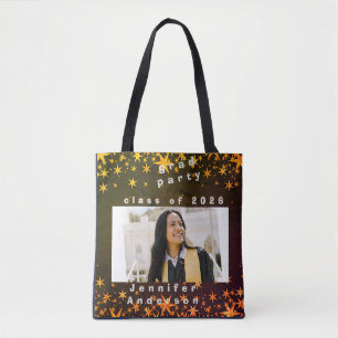 blue and gold elegant invitation tote bag