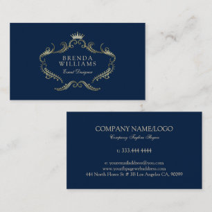 Blue And Gold Faux Glitter Ornate Frame Business C Card