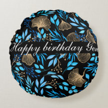 Blue and Gold Flower pattern Add Your Name