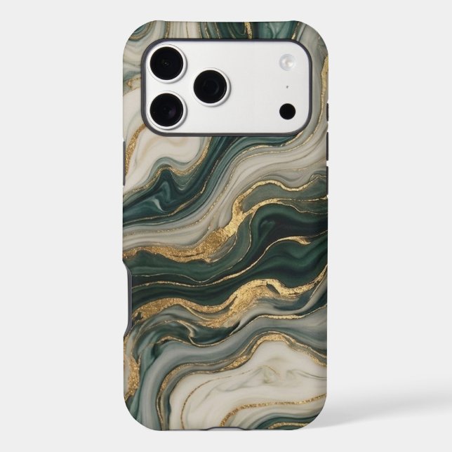 Blue and Gold Fluid Marble Abstract Art (Back)