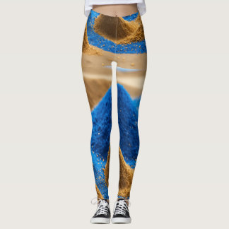 Blue and gold flying sand design  leggings