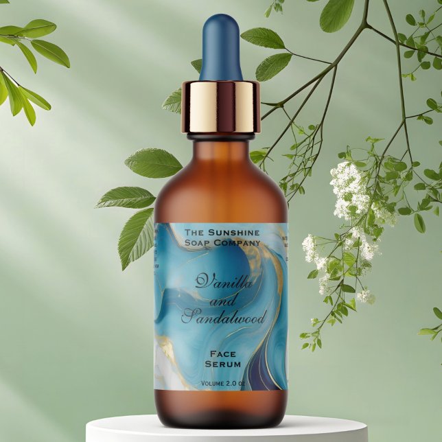 Blue and Gold Foil Cosmetics Dropper Bottle Label (Creator Uploaded)