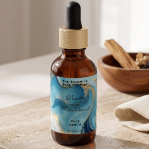 Blue and Gold Foil Cosmetics Dropper Bottle Label