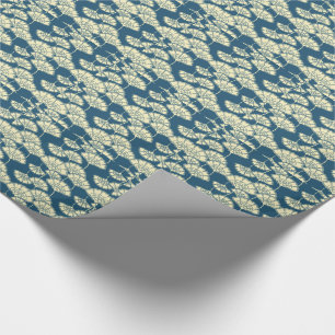 Blue and gold foil Japanese pattern Wrapping Paper