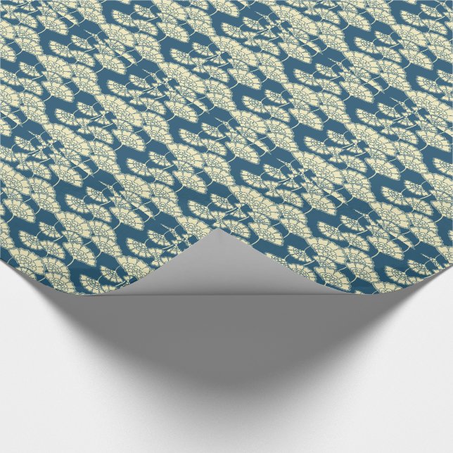 Blue and gold foil Japanese pattern Wrapping Paper (Corner)