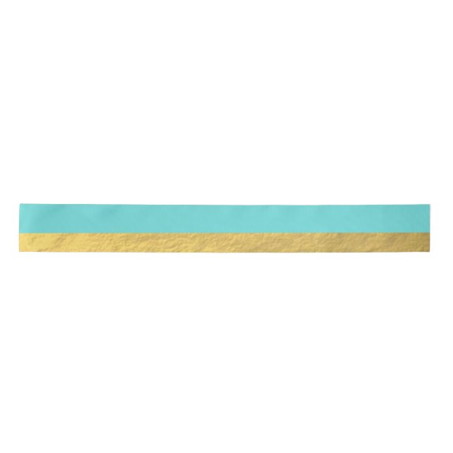 Blue and Gold Foil Stripes Printed Satin Ribbon (Front)