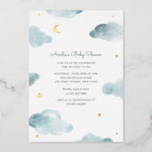 Blue and Gold Foil Sweet Dreams Baby Shower Invite (Front)