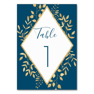 Blue and Gold Frame Modern Table Number