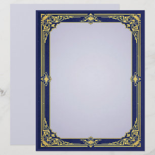 Blue and Gold Frame with Lavender Centre Custom Letterhead