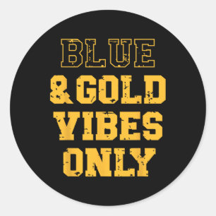 Blue And Gold Game Day School Spirit High School F Classic Round Sticker