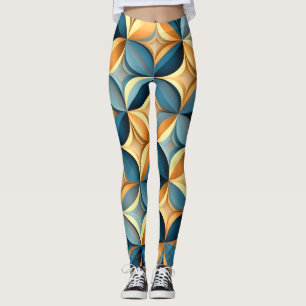 Blue and Gold Geo Yoga Pants