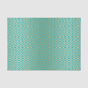 Blue And Gold Geometric Pattern Tissue Paper