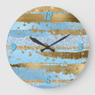 Blue and Gold Glam Wall Clock