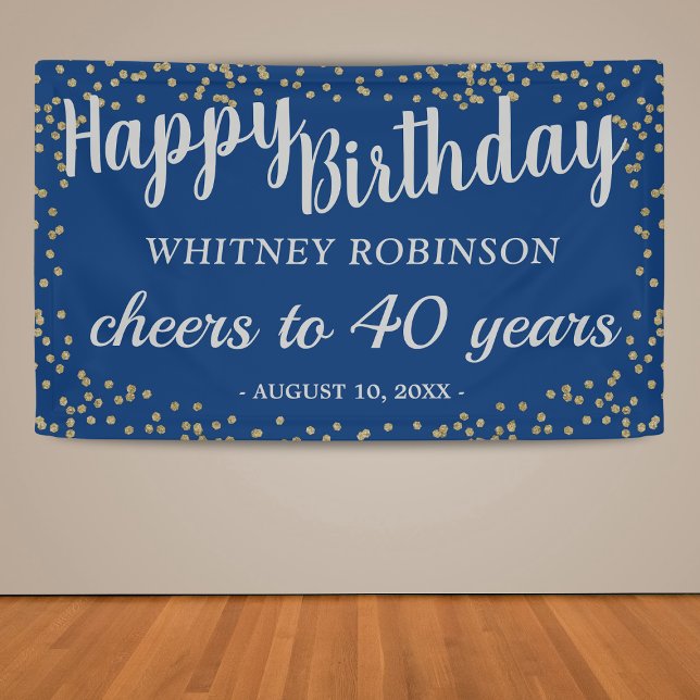 Blue and Gold Glitter Adult Birthday Banner (Creator Uploaded)