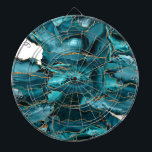 Blue and gold glitter agate dartboard<br><div class="desc">Blue and gold glitter agate dart board. Modern abstract digital art.</div>