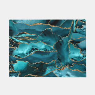 Blue and Gold Glitter Agate Doormat