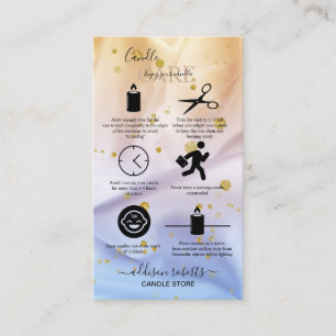 Blue and Gold Glitter Candle Care Business Card