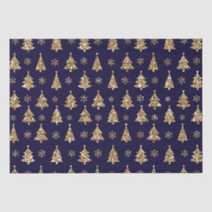 Blue and Gold Glitter Christmas Trees Tissue Paper