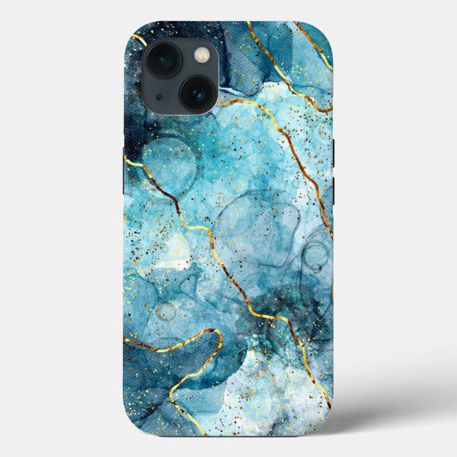 Blue and gold glittery marble  Case-Mate iPhone case (Back)