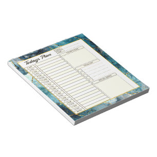 Blue and gold glittery marble day planner notepad