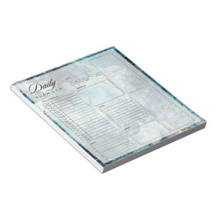 Blue and gold glittery marble day planner notepad