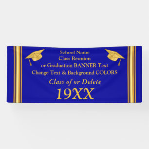 Blue and Gold Graduation or Class Reunion Banners