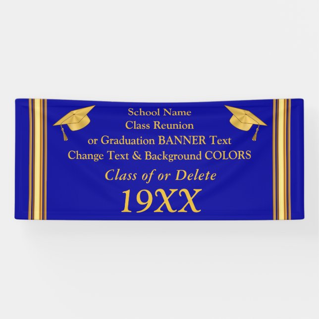 Blue and Gold Graduation or Class Reunion Banners (Horizontal)