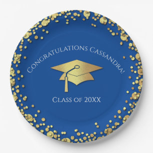 Blue and Gold Graduation Paper Plate