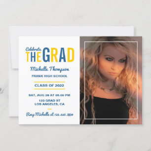 Blue and Gold Graduation Party Invitation